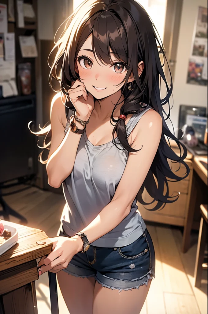 AI anime girl, Instagram look - sexy teen girl, shorts