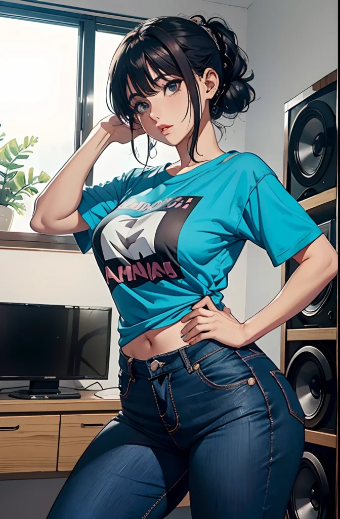 AI anime girl, Instagram look - sexy girl, jeans