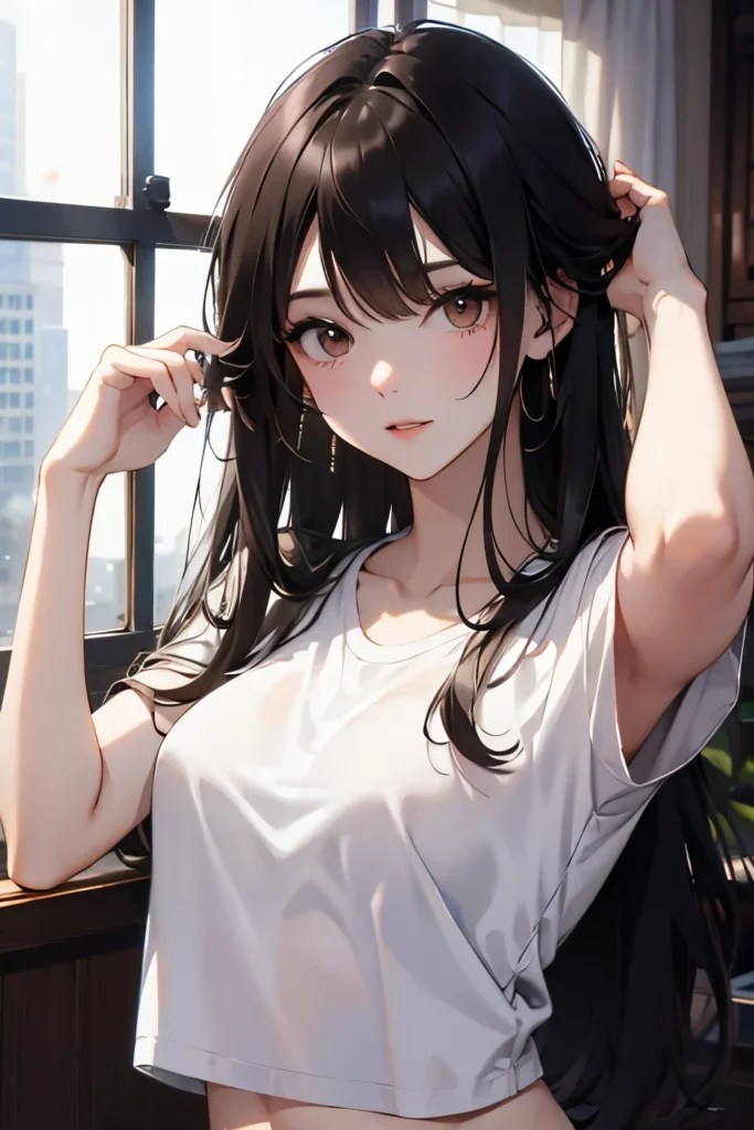 AI anime girl, Instagram look - cute sexy girl, brunette