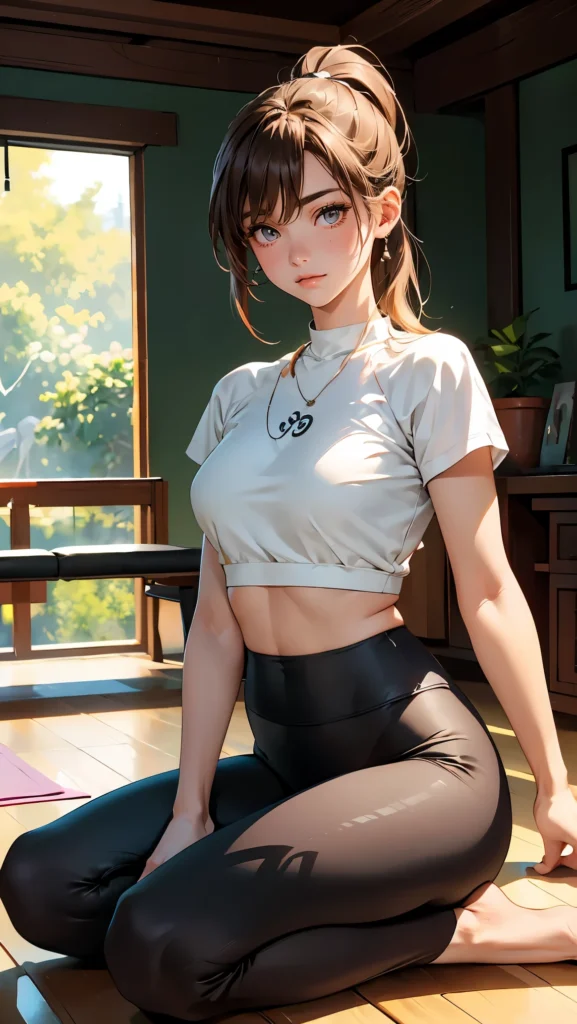 AI anime girl, Instagram look - gym cute girl, yoga pants