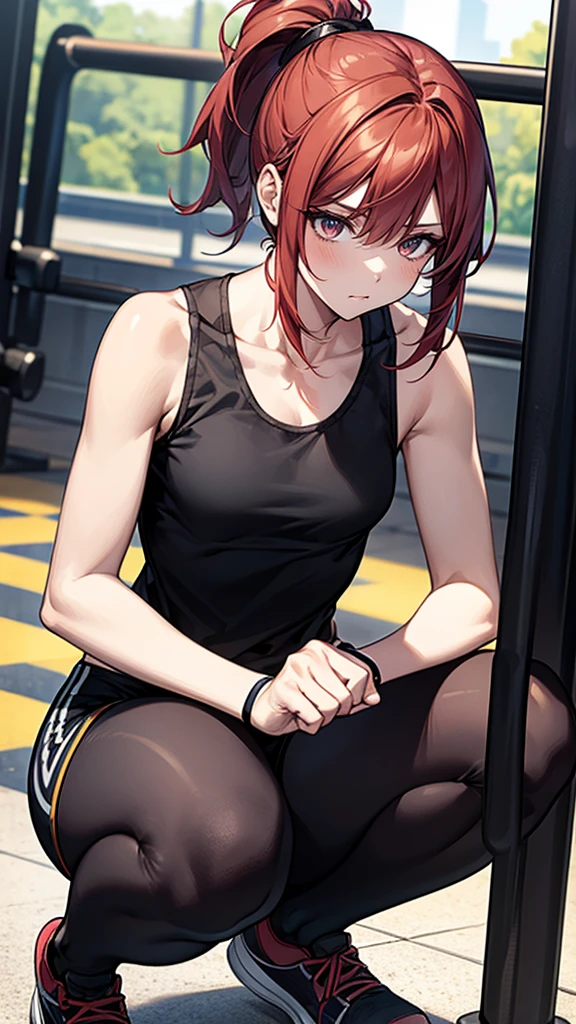 AI anime girl, Instagram look - gym girl, redhead