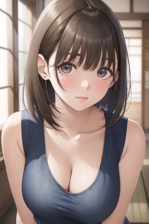 AI anime girl, Instagram look - young brunette, big boobs