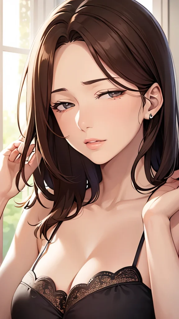 AI anime girl, Instagram look - beautiful brunette