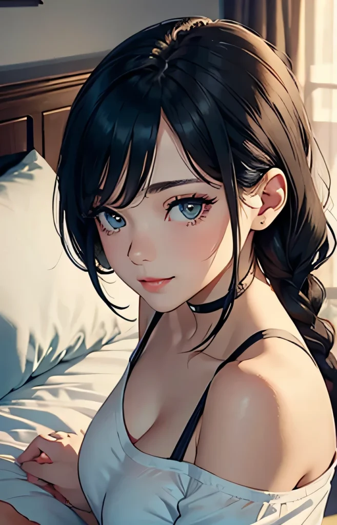 AI anime girl, Instagram look - Deep look, breasts, brunette