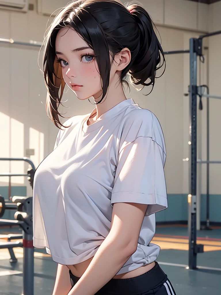AI anime girl, Instagram look - gym beuaty brunette,