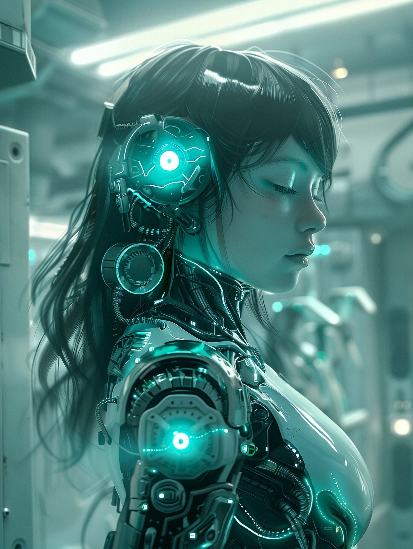 Android girl in white