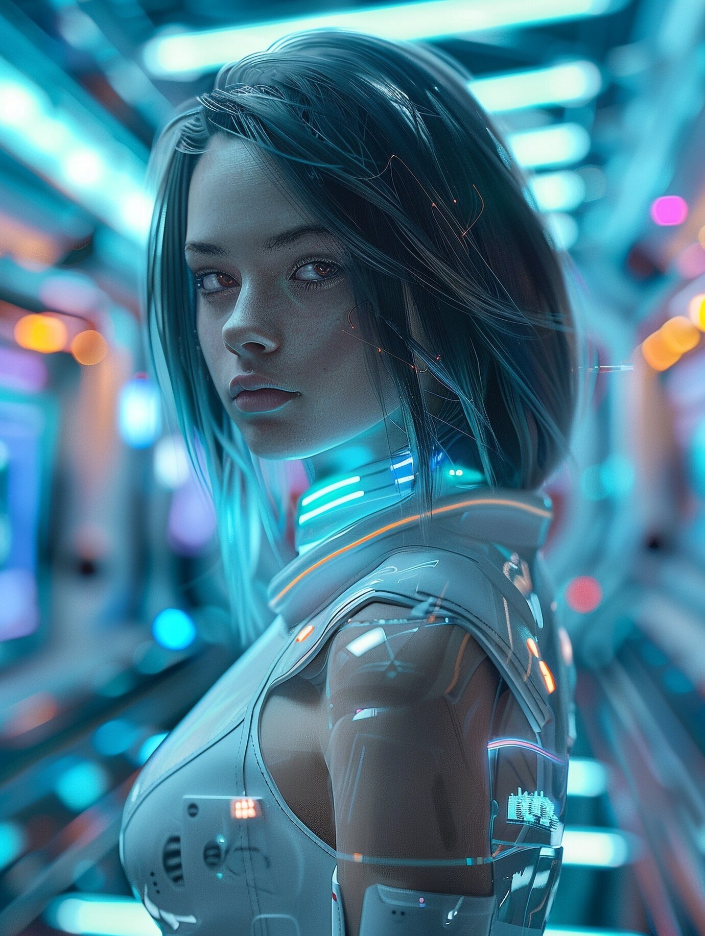 Android girl in white