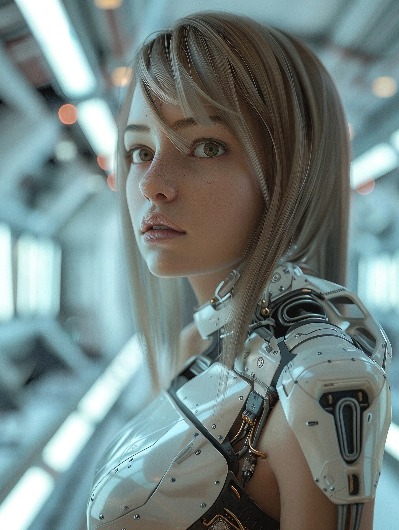 Android girl in white