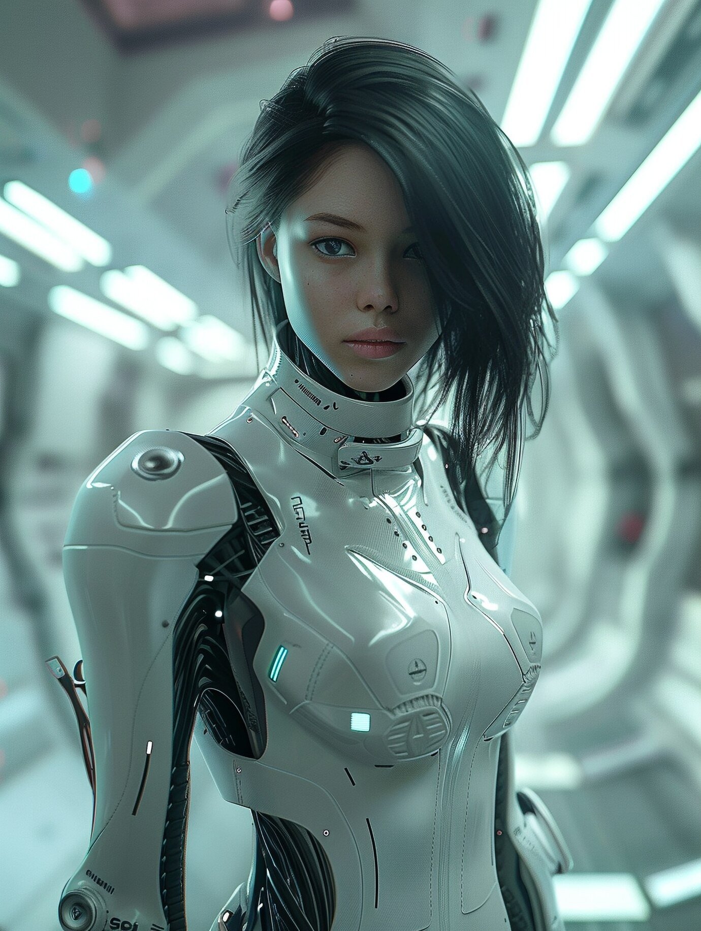 Android girl in white