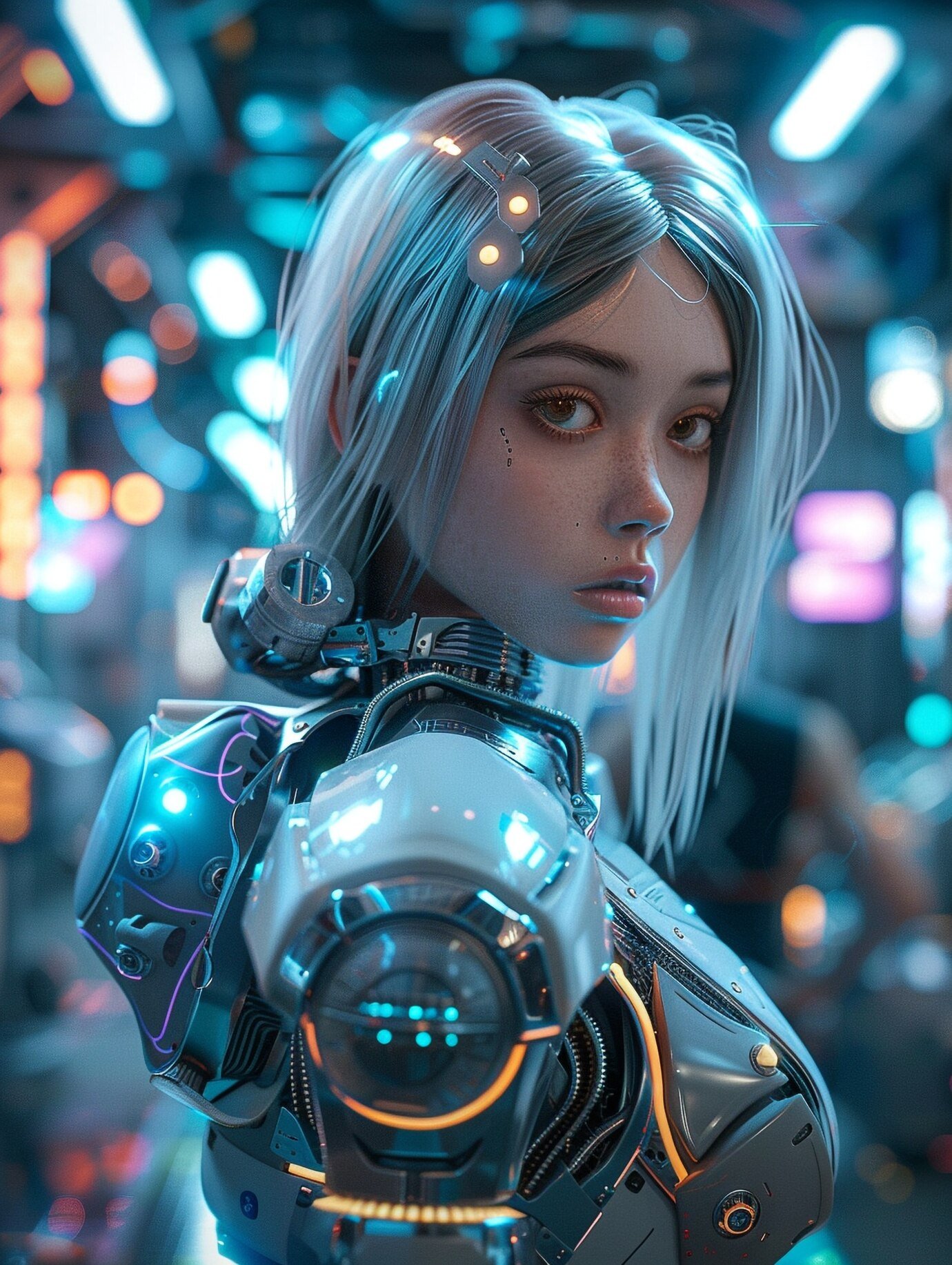 Android girl in white